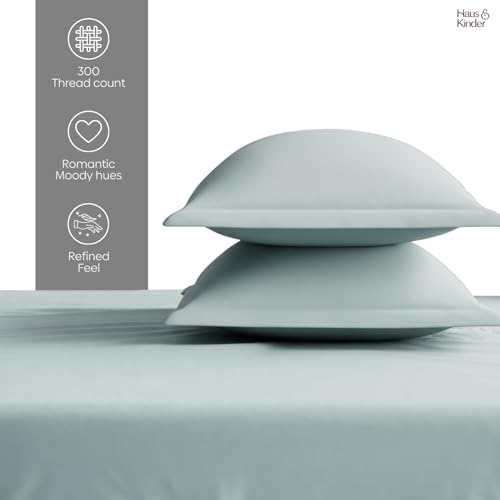 haus & kinder Bedsheet King Size, 300 TC Cotton Sateen Weave, Flat Bedsheet for King Size Bed, Silky Smooth (Spring Mint, 108x108) - Image 4