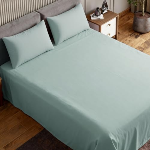 haus & kinder Bedsheet King Size, 300 TC Cotton Sateen Weave, Flat Bedsheet for King Size Bed, Silky Smooth (Spring Mint, 108x108) - Image 3