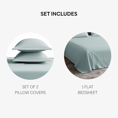 haus & kinder Bedsheet King Size, 300 TC Cotton Sateen Weave, Flat Bedsheet for King Size Bed, Silky Smooth (Spring Mint, 108x108) - Image 5