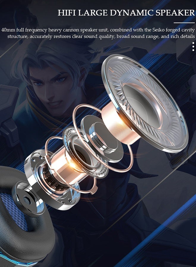 DUNISO Luminous Gaming Headset PC Headset for PS5, PS4 Pro, PC, Mac, Laptop,Switch, Xbox Series, Wired Over-Ear Gaming Headphones with 3D Surround Sound High Sensitivity Noise Cancelling Microphone 3.5MM Audio Jack - Image 3