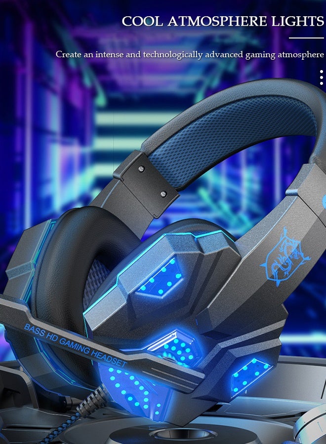 DUNISO Luminous Gaming Headset PC Headset for PS5, PS4 Pro, PC, Mac, Laptop,Switch, Xbox Series, Wired Over-Ear Gaming Headphones with 3D Surround Sound High Sensitivity Noise Cancelling Microphone 3.5MM Audio Jack - Image 4