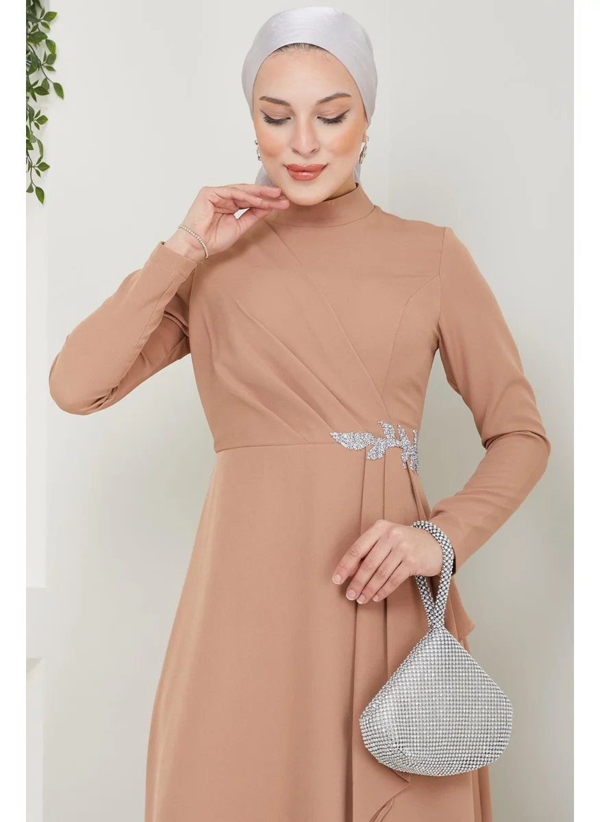 Esilanur Rana Hijab Evening Dress Caramel