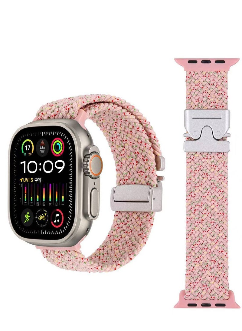 SZOXST Compatible for Apple Watch Band 42mm 41mm 40mm 38mm Elastic Nylon Braided Secure & Comfortable Stretchy Strap for Women Men,Parachute Buckle Bands for iWatch Series 11 10 9 8 7 6 5 4 3 SE Starlight Pink - Image 2