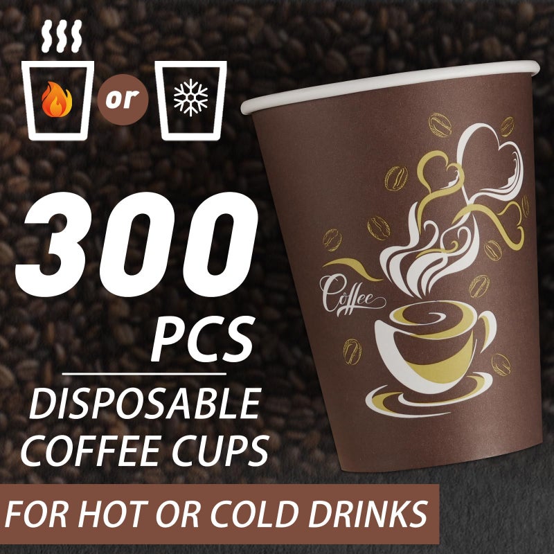CUPLOOV 300pcs 12oz Disposable Coffee Cups Bulk Thickened Paper Coffee Cups for Hot Beverage, Cafes, Offices, Homes, Parties, Picnic Travel, Winter Christmas Holiday Indoor & Outdoor Activities, Brown - Image 5