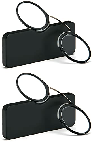 REAVEE 2 Pack Pinch Nose Clip on Reading Glasses Armless for Men Women No Temple Slim Compact Readers Ultra Thin with Mini Portable Case Black 20 - Image 2