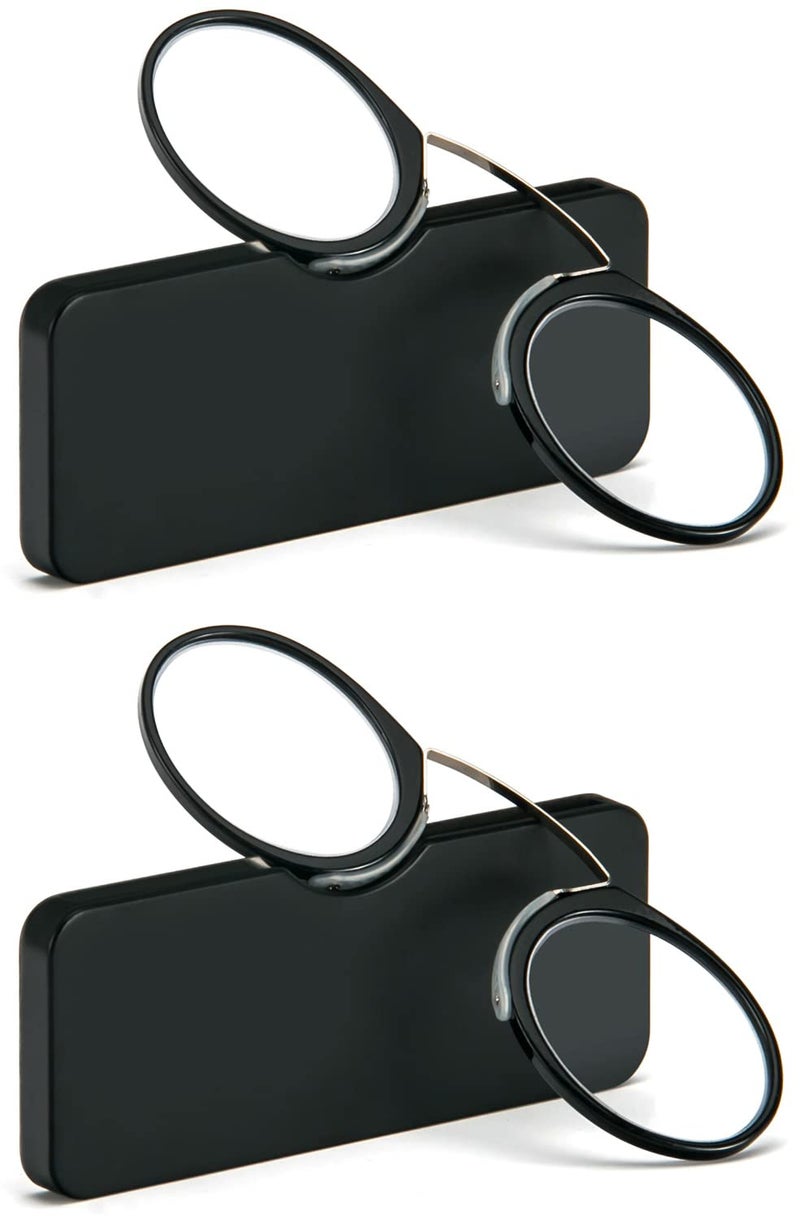REAVEE 2 Pack Pinch Nose Clip on Reading Glasses Armless for Men Women No Temple Slim Compact Readers Ultra Thin with Mini Portable Case Black 20 - Image 3