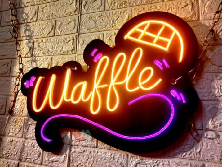 Wall Mitra SG PRINT Waffle Black Acrylic Neon Signs for Waffle Shop Wall Decor Wall Hanging Decorative Lights for Wall Decor Neon Lights For Cake Shop Cookie House Christmas Birthday Party Gift12X18 - Image 4