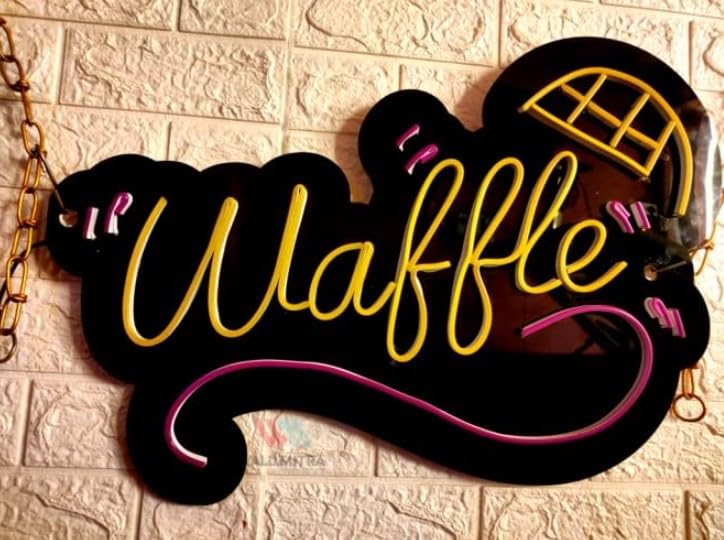 Wall Mitra SG PRINT Waffle Black Acrylic Neon Signs for Waffle Shop Wall Decor Wall Hanging Decorative Lights for Wall Decor Neon Lights For Cake Shop Cookie House Christmas Birthday Party Gift12X18 - Image 5