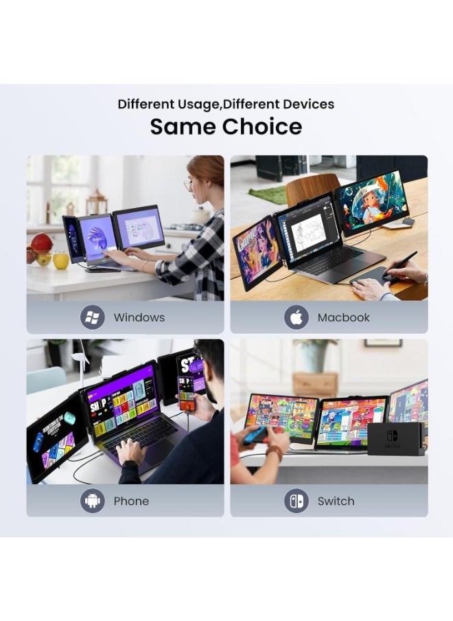 V2COM - Laptop Screen Extender S2 - Triple Laptop Monitor Extender Ultra Slim 14.1" 1080P FHD IPS Plug and Play Portable Monitor for Laptop with Stand Compatible with 13-17.3" Mac Windows Linux Switch - Image 1