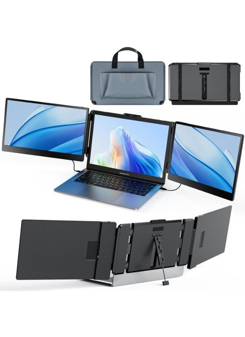 Laptop Screen Extender S2 - Triple Laptop Monitor Extender Ultra Slim 14.1" 1080P FHD IPS Plug and Play Portable Monitor for Laptop with Stand Compatible with 13-17.3" Mac Windows Linux Switch