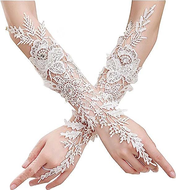Wholesale Bride Lace Wedding Gloves White 