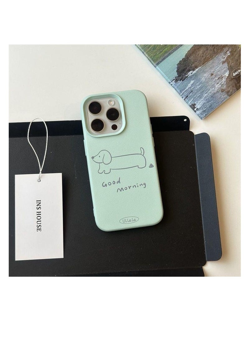 NIBEMINENT Protective TPU Case Cover For iPhone 14 Pro, Line Sausage Dog/Light Blue