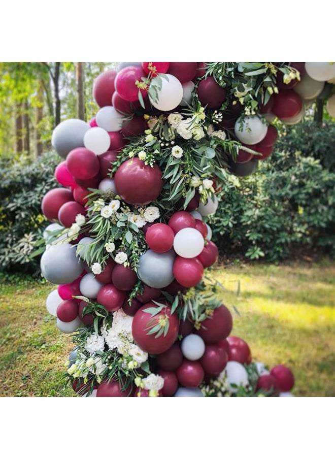 PartyWoo - PartyWoo Burgundy Gray White Balloons, 60 pcs Balloon Pack of Burgundy Balloons Wine Red Balloons Gray Balloons White Balloons for Burgundy Baby Shower Decorations, Memorial Day Decorations - Image 1