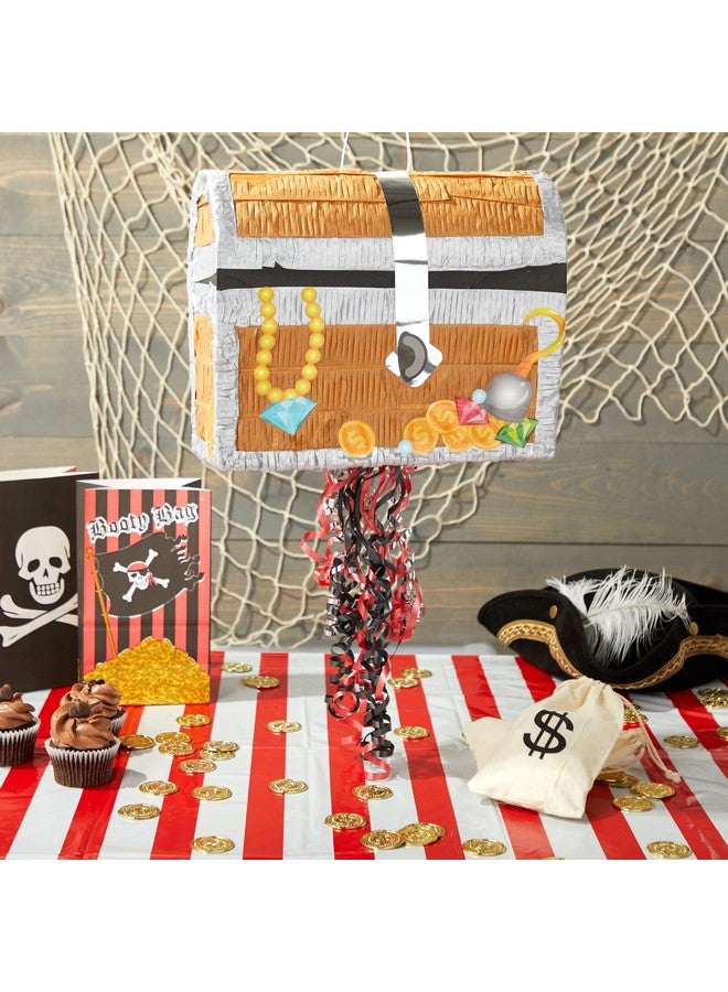BLUE PANDA Treasure Chest Pinata - Pull String Pirate Themed Pinata, Under the Sea, Adventure Themed Party Decorations (Small, 12x10x6.5 In) - Pirate Party - Image 2