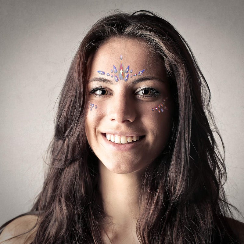 SIQUK 12 Sets Face Jewels Noctilucent Face Gems Luminous Mermaid Temporary Tattoo Stickers Acrylic Face Crystal Stickers for Party Rave Festival - Image 5