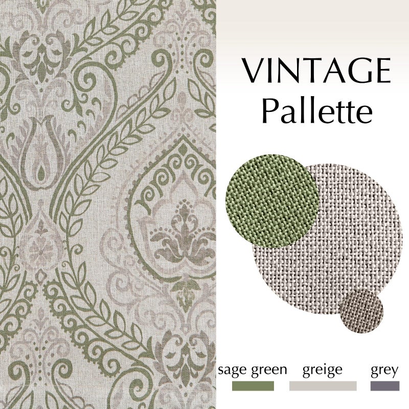 jinchan Linen Textured Curtains for Living Room Darkening 90 Inch Length, Medallion Drapes for Bedroom, Damask Pattern Window Treatments Vintage Curtain Panels, 2 Panels Sage Green on Greige - Image 4