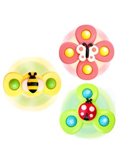 3Pcs Suction Cup Spinner Toys Spinning Top Baby Bath Toys Birthday Baby Gifts Sensory Toys
