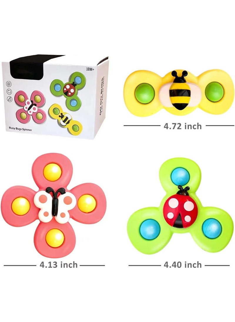 Generic - 3Pcs Suction Cup Spinner Toys Spinning Top Baby Bath Toys Birthday Baby Gifts Sensory Toys - Image 1