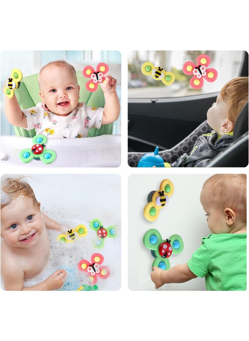Generic - 3Pcs Suction Cup Spinner Toys Spinning Top Baby Bath Toys Birthday Baby Gifts Sensory Toys - Image 1