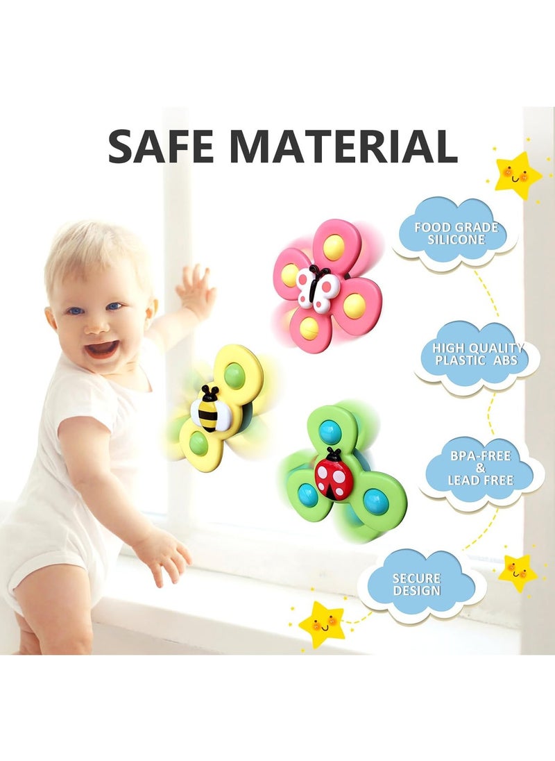Generic - 3Pcs Suction Cup Spinner Toys Spinning Top Baby Bath Toys Birthday Baby Gifts Sensory Toys - Image 1