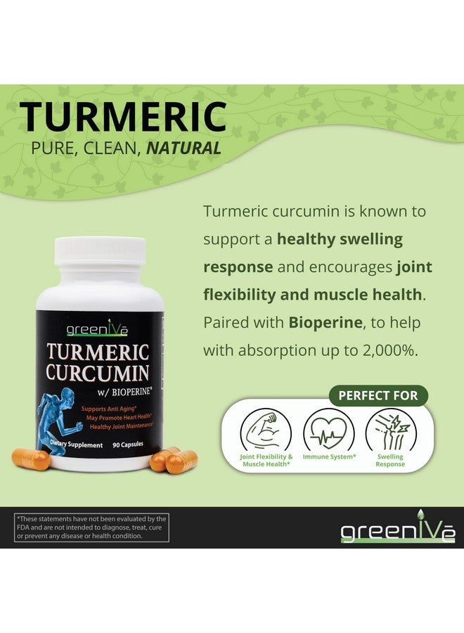 Greenive Turmeric Curcumin With Bioperine 90 Capsules With Curcumin 46X Higher Absorption - Image 3