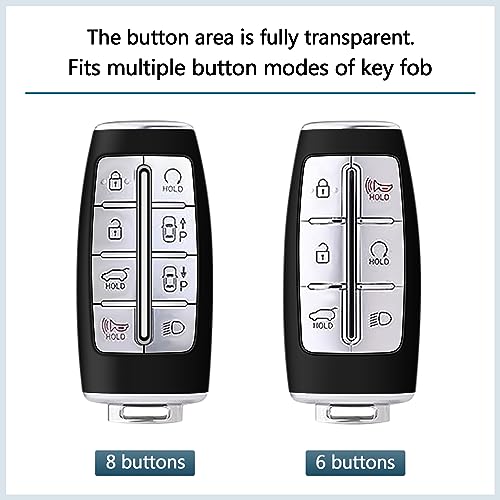 Tengare for Genesis Key Fob Cover 2024 2023 2022 G70 G80 G90 GV60 GV70 GV80 Car Key Case Transparent fits 6 Buttons and 8 Buttons - Image 2
