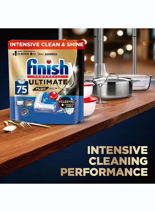 Finish Ultimate Plus Dishwasher Tablets, Lemon Scent, 3x More Cleaning Power, 75 Tabs - Image 3