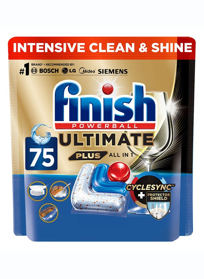 Finish Ultimate Plus Dishwasher Tablets, Lemon Scent, 3x More Cleaning Power, 75 Tabs - Image 1