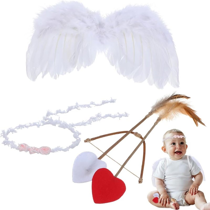 Newborn Cupid Wings Bow Headband Arrow Photo Prop Set for Photography Party Decor - Image 1