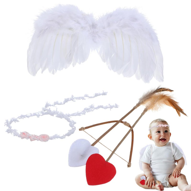 Newborn Cupid Wings Bow Headband Arrow Photo Prop Set for Photography Party Decor - Image 2