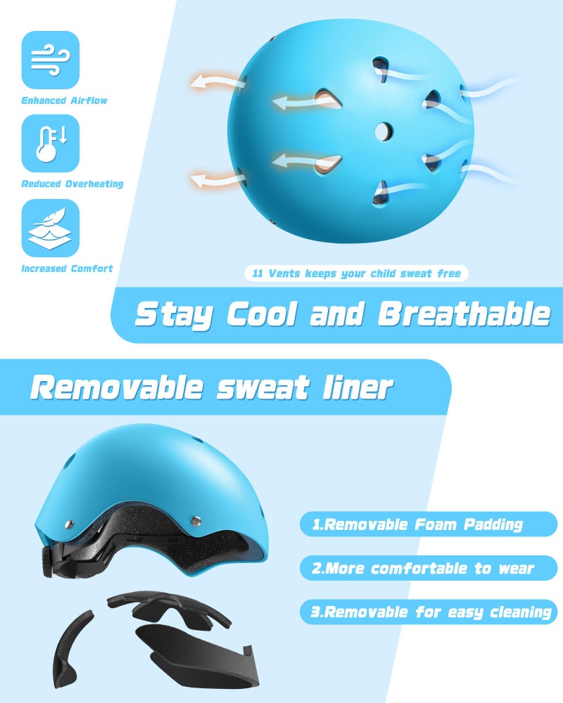 DARME Kids Bike Helmet Set, Adjustable Helmet for Ages 3-10 Year Boys Girls, Pad Set with Knee and Elbow Pads for Bike, Roller, Skating, Scooter, Longboard and More Sports - Image 5