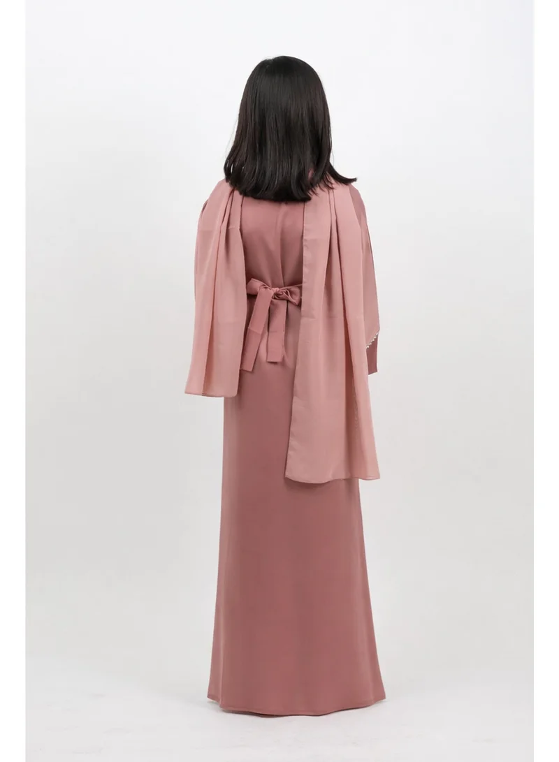 جميلة طقم عباية نورة بلون وردي غامق - ٤ قطع متكاملة