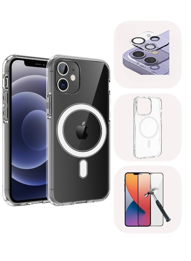 بيوينتي جراب حماية (3in1) جراب مغناطيسي شفاف لموبايل ايفون 11 (iPhone 11) من ماج سيف مع واقي شاشة وحماية خلفية كاملة وواقي عدسة الكاميرا، مجموعة تغطية كاملة لموبايل ابل ايفون 11 - Image 1