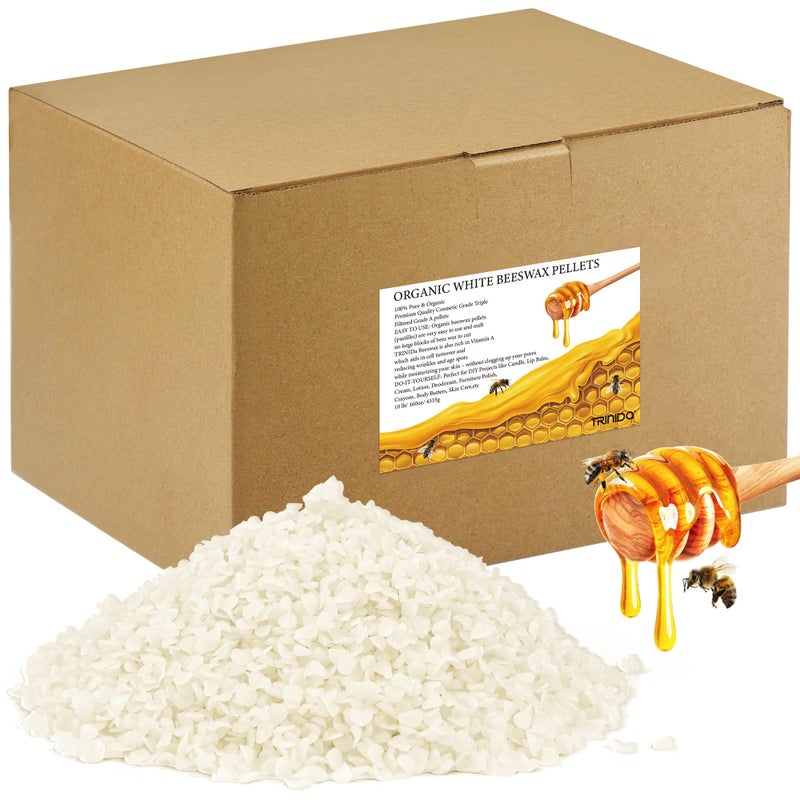 TRINIDa Beeswax Pellets 453kg White Bees Wax for DIY Candles Beeswax for Candle Making Skin Body Face and Hair Care Lotions DIY Creams Lip Balm and Soap Making Supplies