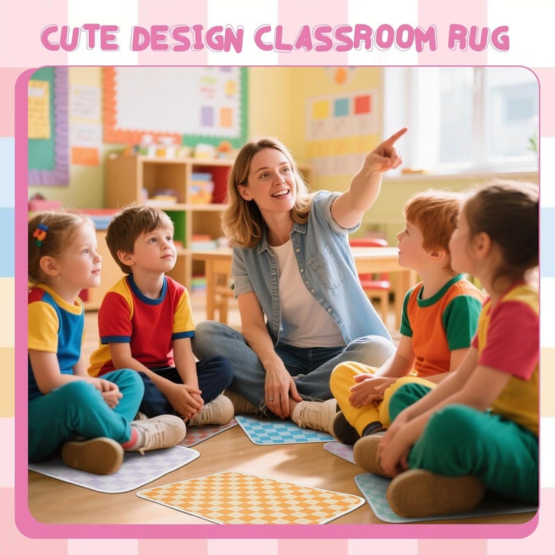 Pnluoce 12Pcs Square Classroom Carpet Cushion,Sitting Floor Seats Back to School Floor Mat with Anti-Slip Particles Suitable for classrooms Schools kindergartens Home Family Learning and Discussion Room - Image 2