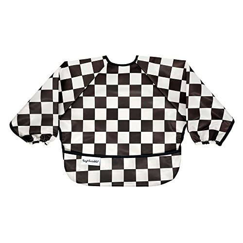 Tiny Twinkle Long Sleeve Bib for Babies & Toddlers – Waterproof Smock Bib for Eating – Machine Washable & Mess-Proof, Baby Feeding Essential & Shower Must-Have(Checkers Black, 6–24M) - Image 4