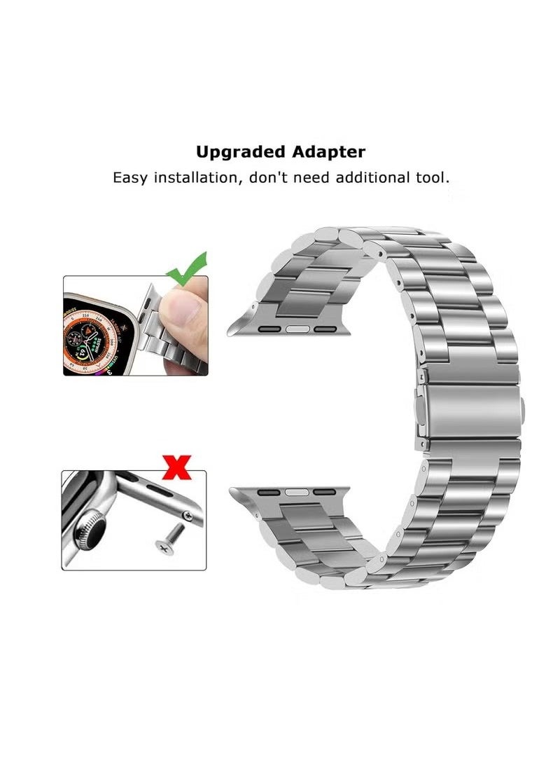 Generic - Compatible with Apple Watch Strap 49mm 45mm 44mm 42mm 41mm 40mm 38mm Business Stainless Steel Metal Straps Men Women Band with Case Compatible for Apple Watch Ultra 2 SE Series 9 8 7 6 5 4 3 2 Apple Stainless Steel Strap Apple Watch Business Strap Apple Watch Metal Band Luxury Apple Watch Strap Rustproof Apple Watch Band Stainless Steel Strap for Multiple Sizes Apple Watch 49mm Band Waterproof Apple Watch Strap Smart Apple Watch Band Business Apple Watch Strap - Image 1