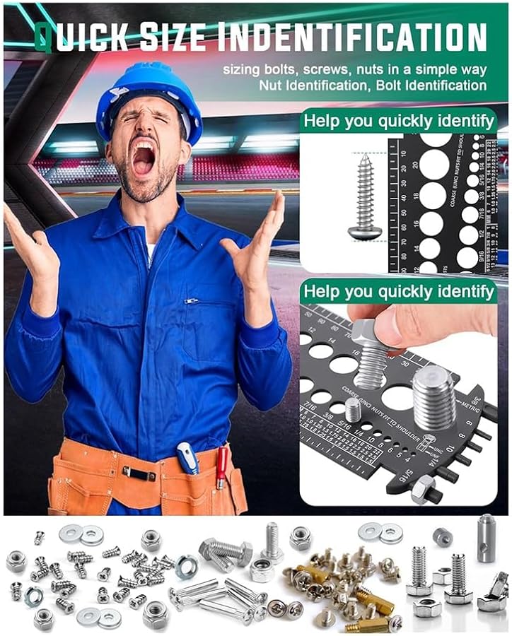 مقياس براغي البلاستيك الأسود لقياس الخيوط المترية و SAE للمكسرات والبراغي - Image 4