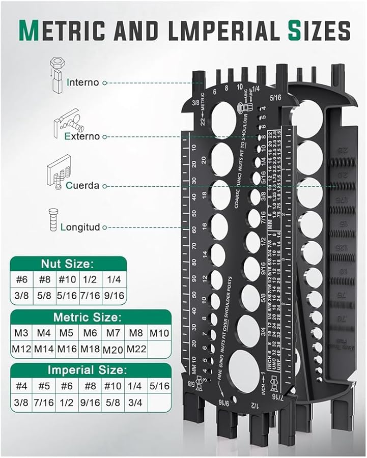 مقياس براغي البلاستيك الأسود لقياس الخيوط المترية و SAE للمكسرات والبراغي - Image 3
