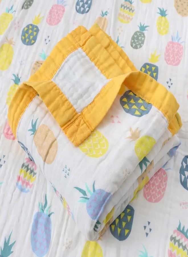 فوي دروب بطانية موسلين للأطفال من VOIDROP مكونة من 6 طبقات، مقاس 110×110 سم، مصنوعة من موسلين عضوي مطبوع | بطانية لف ناعمة وخفيفة الوزن | لحاف أطفال يسمح بمرور الهواء، مناسب للمواليد الجدد والرضع والأطفال الصغار | بطانية استقبال متعددة الأغراض (أصفر) - Image 5