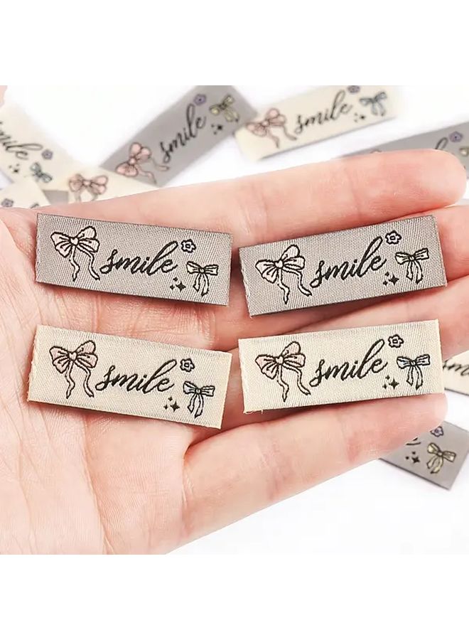 50 Pieces Mixed Color Bow Pattern Rectangular Labels For DIY Doll Clothes Hats And Bag Decorations - Image 2