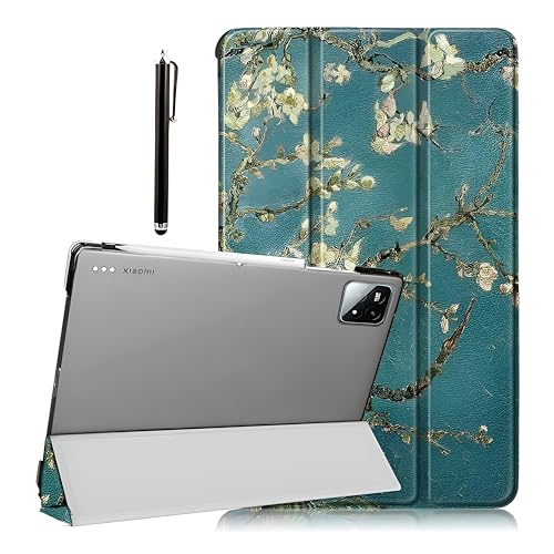 ProElite Cover for Xiaomi Mi Pad 8/8 Pro/Mi Pad 7/7 Pro 11.2 inch Cover, Flip Case Cover with Transparent Back & Stylus Pen [Auto Sleep Wake Support], Flowers - Image 1