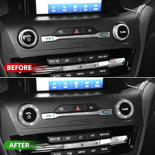 HHLOU Bling Accessories for Ford Explorer 2020 2021 2022 2023 2024 2025 Drive Mode Knob Cover Car Interior Parts Sparkly Crystal Metal 2PCS. (Drive Mode Knob Cover) - Image 2