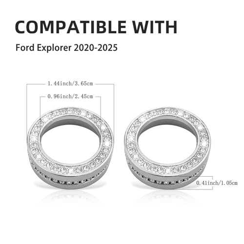 HHLOU Bling Accessories for Ford Explorer 2020 2021 2022 2023 2024 2025 Drive Mode Knob Cover Car Interior Parts Sparkly Crystal Metal 2PCS. (Drive Mode Knob Cover) - Image 4
