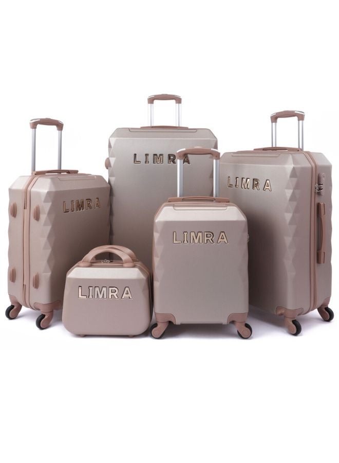 ليمرا شنط سفر من ليمرا مكون من 5 حقائب أمتعة بتصميم صلب و حديث لون ذهبي - Image 1