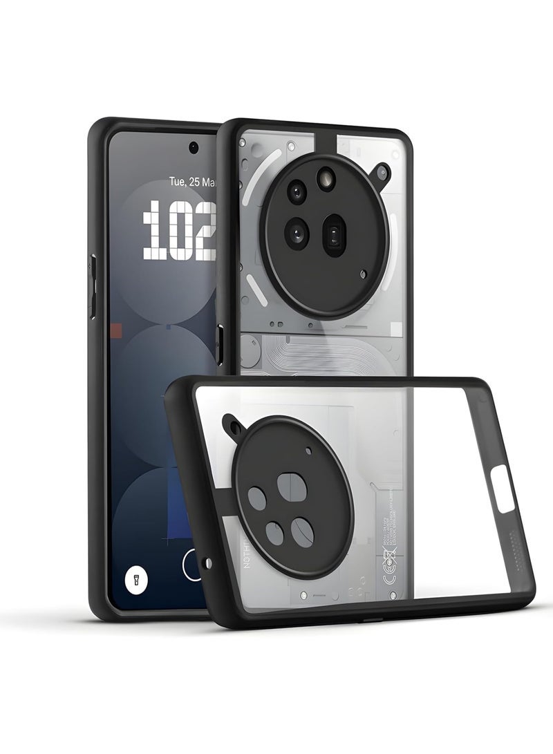 ten.tech Compatible with Nothing Phone 3A Pro Case Transparent - Grade Shockproof Anti-Yellowing, Slim Protective Phone Case Full Bumper Cover With Camera Protective (Black) - Image 2