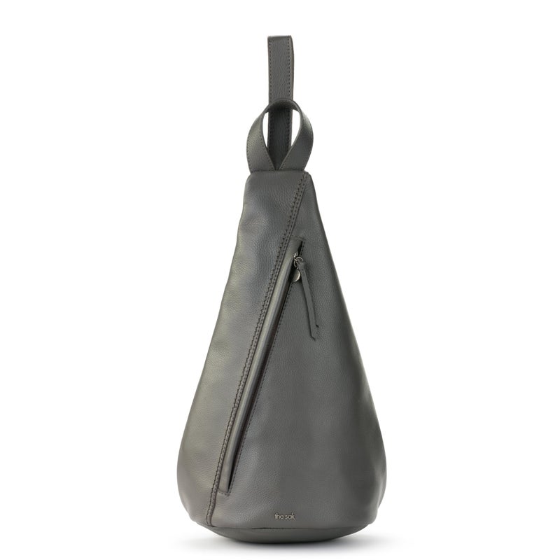 The Sak Geo Sling Backpack in Leather, Convertible Design, Slate - Image 1