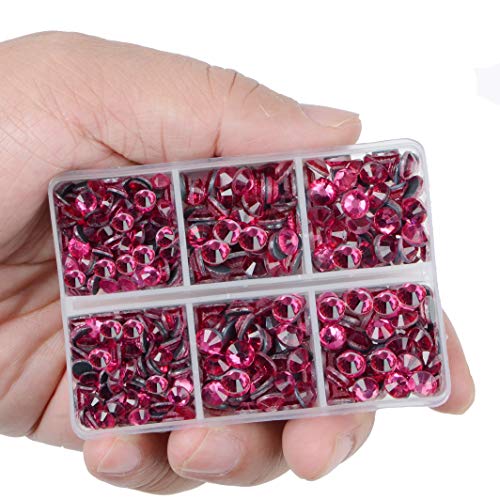 LPBeads 6400 Pieces Hotfix Rhinestones Rose Flat Back 5 Mixed Sizes Crystal Round Glass Gems with Tweezers and Picking Rhinestones Pen - Image 2