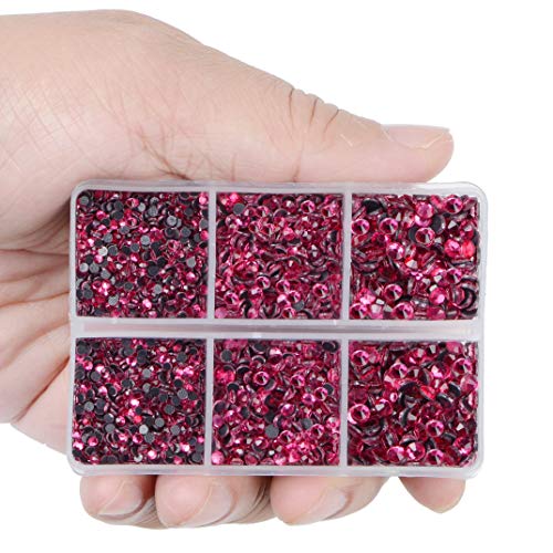 LPBeads 6400 Pieces Hotfix Rhinestones Rose Flat Back 5 Mixed Sizes Crystal Round Glass Gems with Tweezers and Picking Rhinestones Pen - Image 3