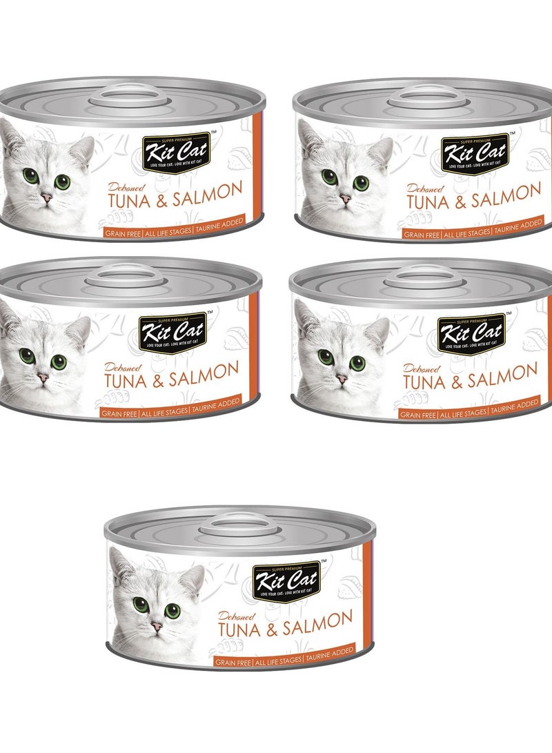 Kit Cat طعام رطب للقطط من التونة والسلمون 5 قطع 80 جرام